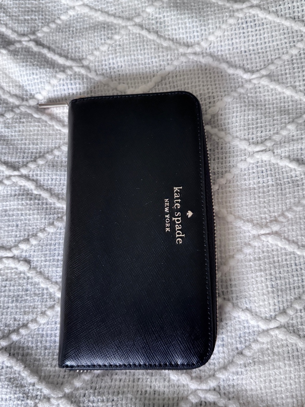 kate spade black zip-around wallet